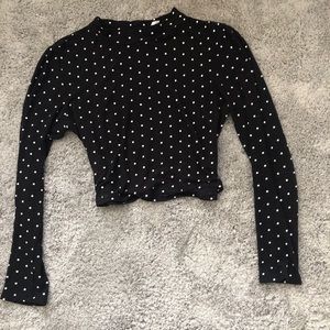 black polka dot long sleeve crop top